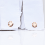 Macedonia Cufflinks -14K Amber Hue Gold, Diamond & Onyx Cufflinks  -  Red Gold®