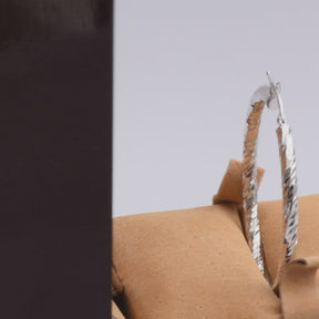 White Gold Hoop Earrings -14-Karat White Gold, Lightweight diamond Cut Hoops: Bright Hoops