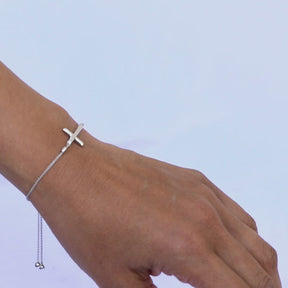 Gold Cross Bracelet - 14-Karat White Gold Redemption Cross Bracelet