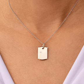 Everyday Dog Tag - 18-Karat Solid Gold & Solitaire Diamond