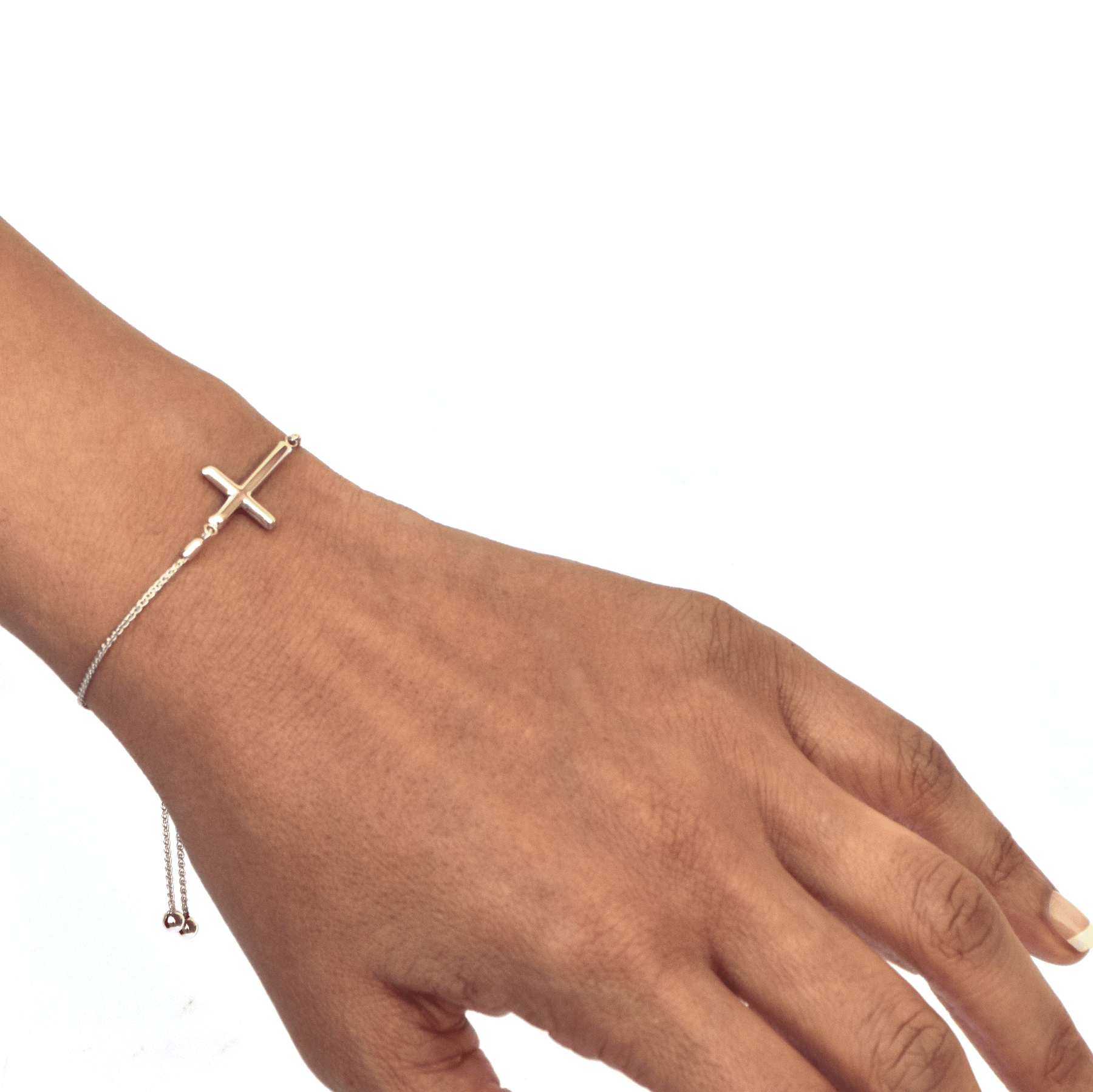 Gold Cross Bracelet - 14-Karat White Gold Redemption Cross Bracelet