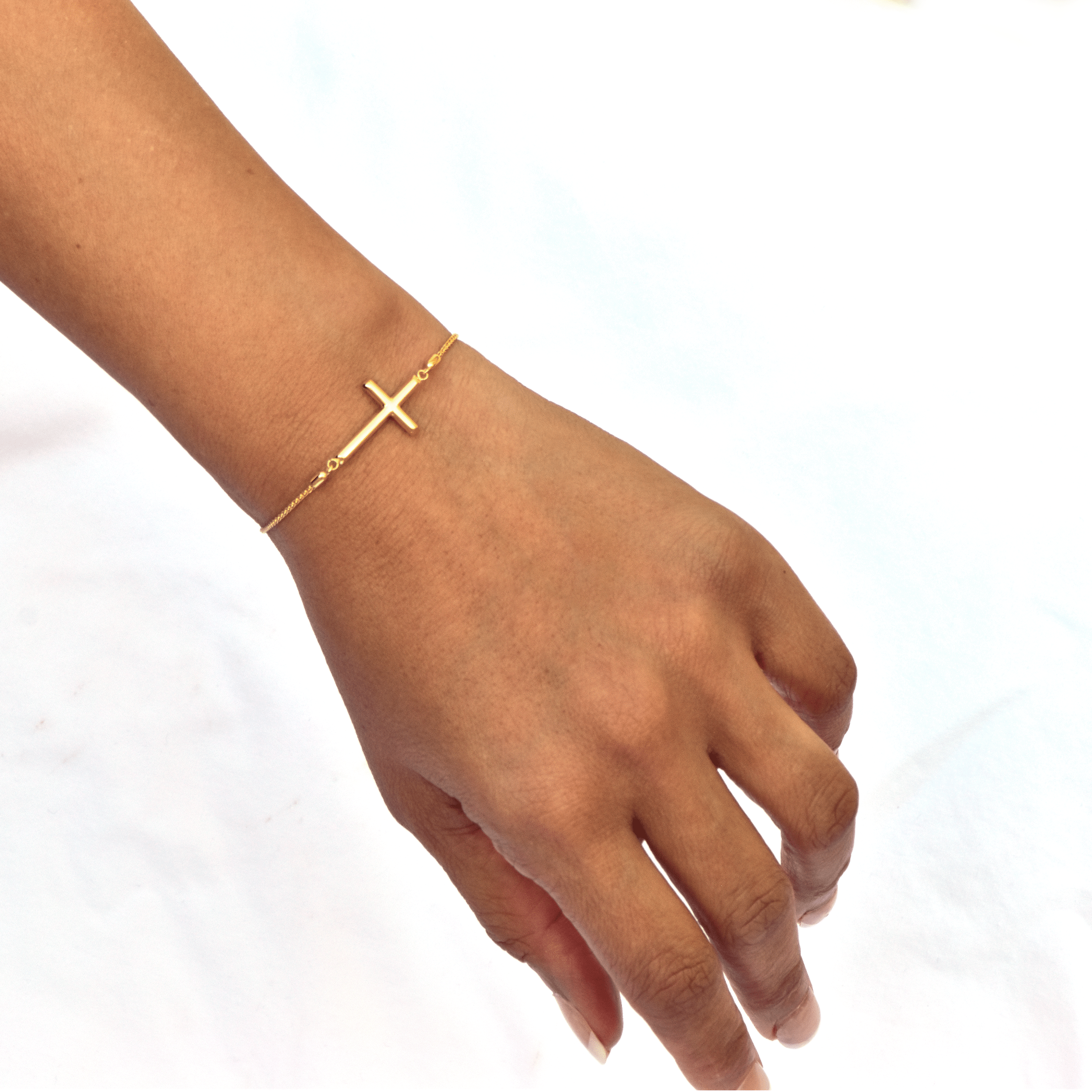 Unisex Gold Bracelet -14-Karat Yellow Gold Redemption Cross Bracelet