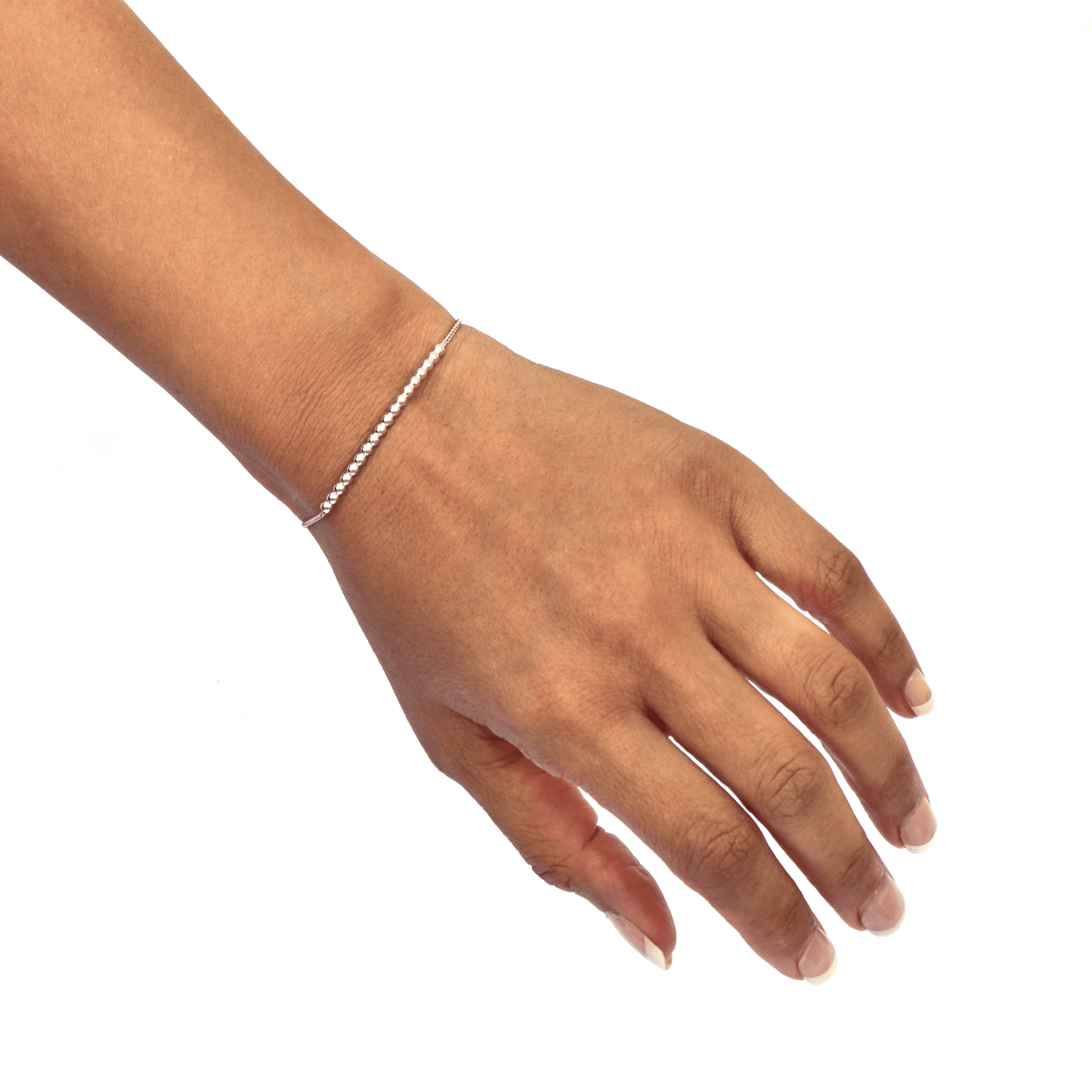 Unisex Gold Bracelet - 14-Karat Solid White Gold Bracelet - Aire Little Beaded Bracelet